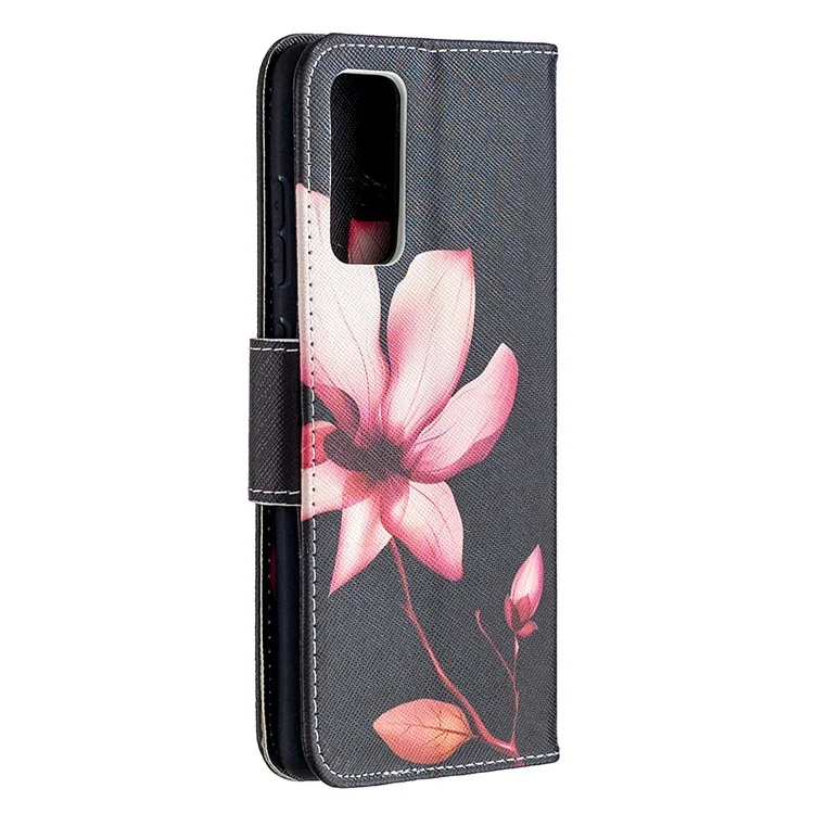 Protetor de Capa de Couro de Estação de Impressão de Padrões Para a Capa de Couro Para Samsung Galaxy S20 fe 4g/fe 5g/s20 Lite/S20 fe 2022 - Flor Rosa