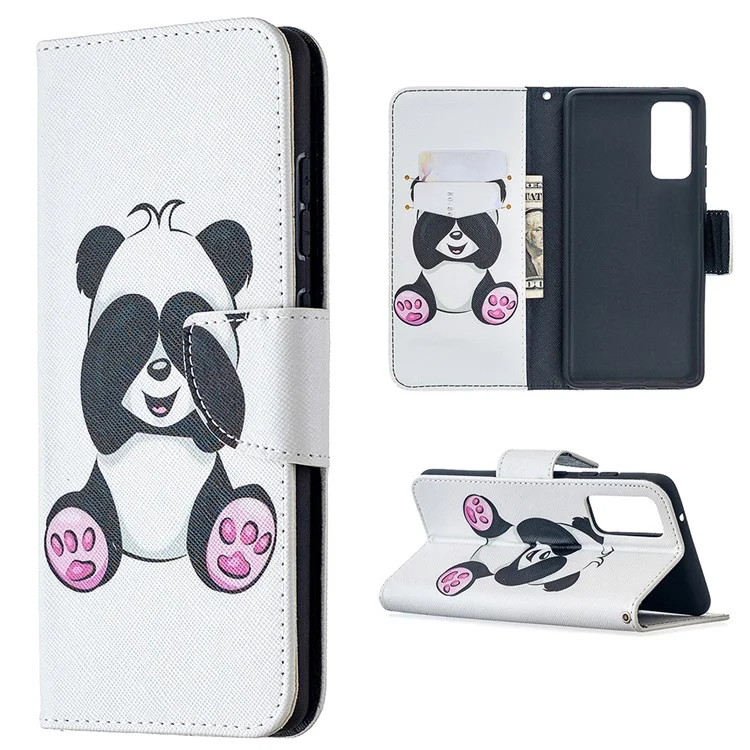Protetor de Capa de Couro de Estação de Impressão de Padrões Para a Capa de Couro Para Samsung Galaxy S20 fe 4g/fe 5g/s20 Lite/S20 fe 2022 - Panda
