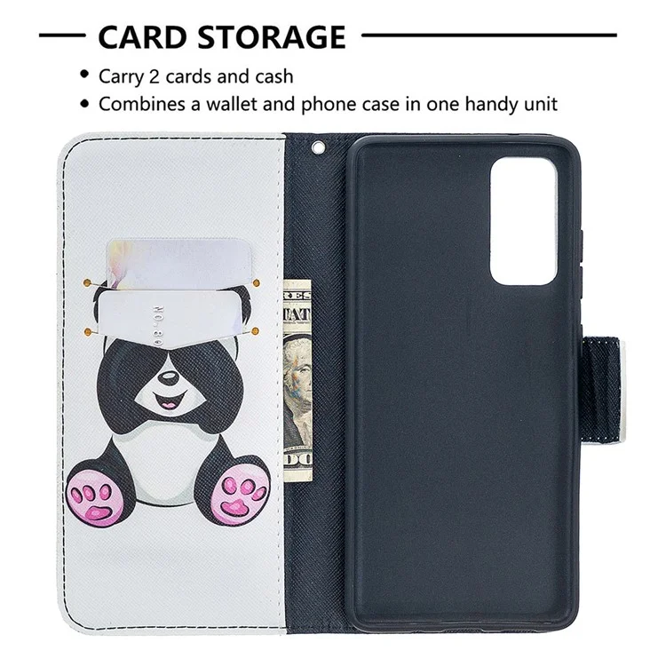 Protetor de Capa de Couro de Estação de Impressão de Padrões Para a Capa de Couro Para Samsung Galaxy S20 fe 4g/fe 5g/s20 Lite/S20 fe 2022 - Panda