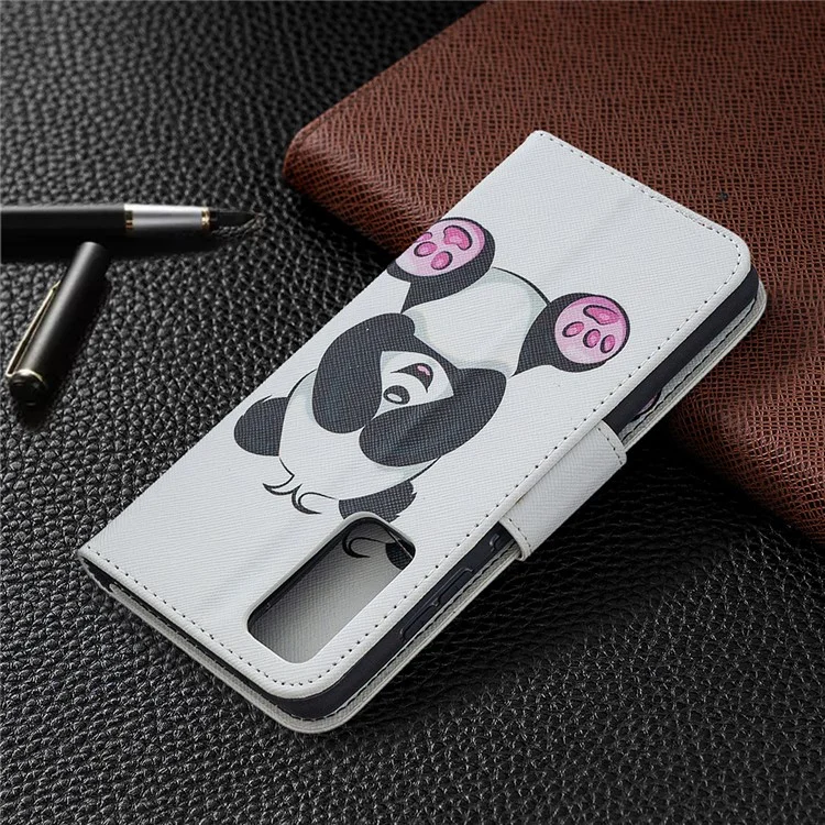 Protetor de Capa de Couro de Estação de Impressão de Padrões Para a Capa de Couro Para Samsung Galaxy S20 fe 4g/fe 5g/s20 Lite/S20 fe 2022 - Panda