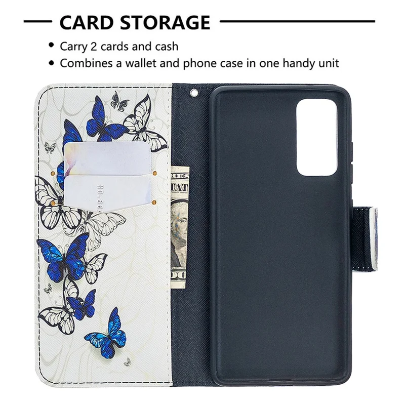 Pattern Printing Case Wallet Stand Leather Cover Protector for Samsung Galaxy S20 FE 4G/FE 5G/S20 Lite/S20 FE 2022 - Beautiful Butterfly