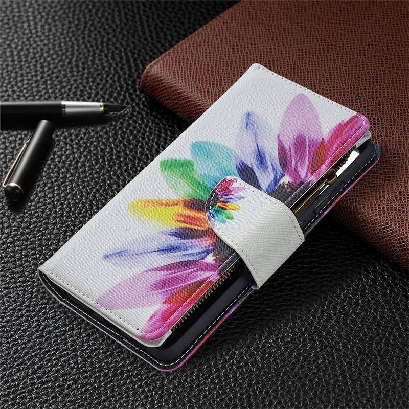 Pattern Printing Case Wallet Stand Leather Cover Protector for Samsung Galaxy S20 FE 4G / FE 5G / S20 Lite / S20 FE 2022 - Flower