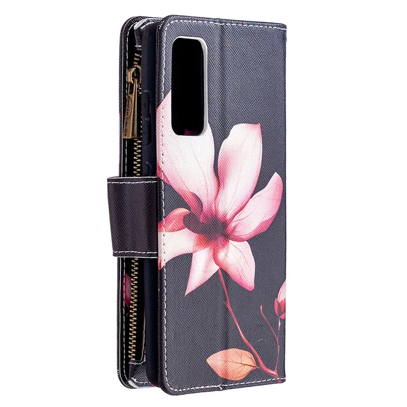 Pattern Printing Case Wallet Stand Leather Cover Protector for Samsung Galaxy S20 FE 4G / FE 5G / S20 Lite / S20 FE 2022 - Pink Flower