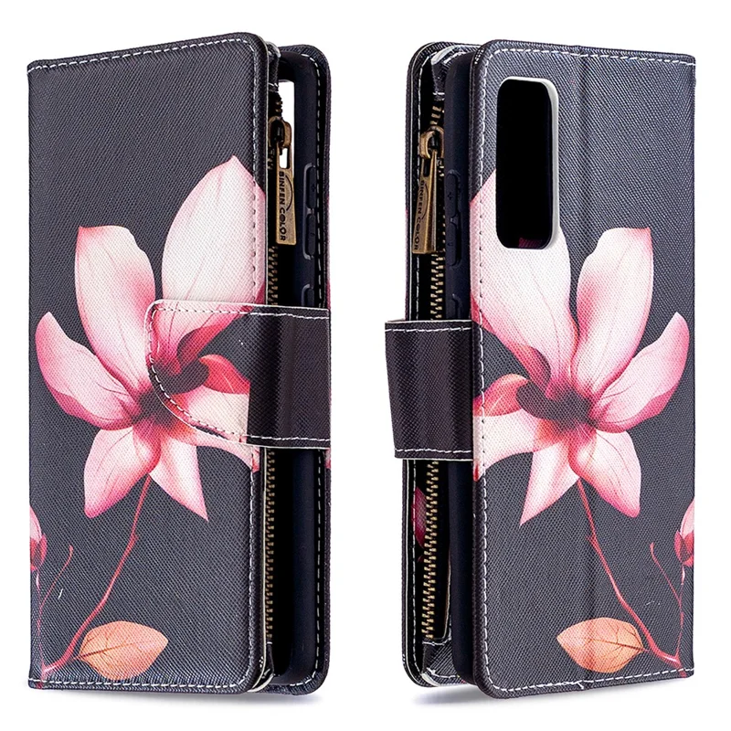 Pattern Printing Case Wallet Stand Leather Cover Protector for Samsung Galaxy S20 FE 4G / FE 5G / S20 Lite / S20 FE 2022 - Pink Flower
