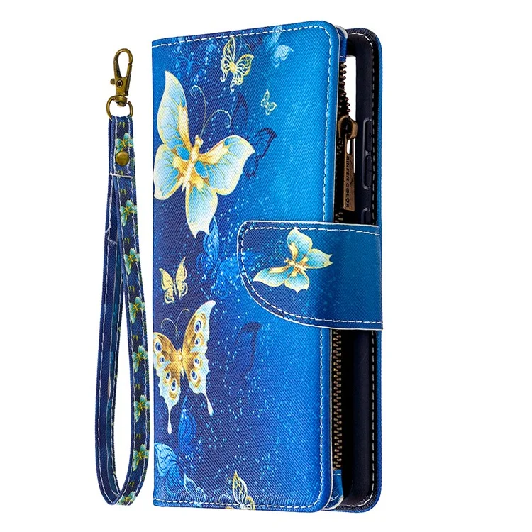 Pattern Printing Case Wallet Stand Leather Cover Protector for Samsung Galaxy S20 FE 4G / FE 5G / S20 Lite / S20 FE 2022 - Blue Butterfly