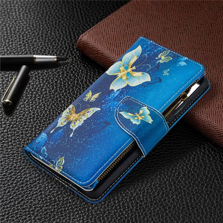 Pattern Printing Case Wallet Stand Leather Cover Protector for Samsung Galaxy S20 FE 4G / FE 5G / S20 Lite / S20 FE 2022 - Blue Butterfly