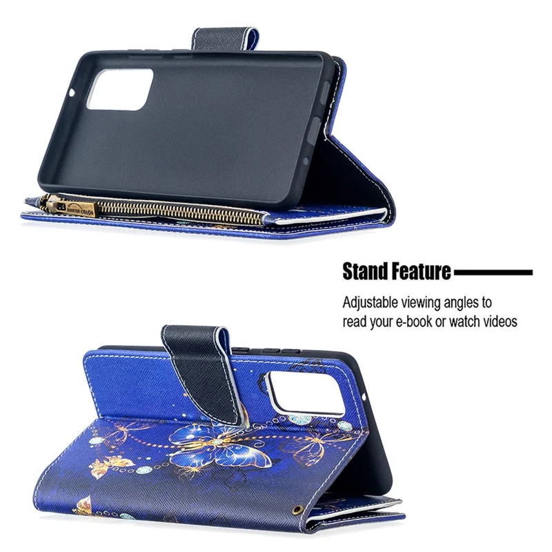 Pattern Printing Case Wallet Stand Leather Cover Protector for Samsung Galaxy S20 FE 4G / FE 5G / S20 Lite / S20 FE 2022 - Dark Blue Butterfly