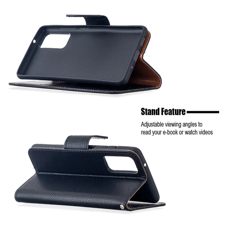 Litchi Surface with Wallet Leather Stand Case for Samsung Galaxy S20 FE 4G/FE 5G/S20 Lite/S20 FE 2022 - Black