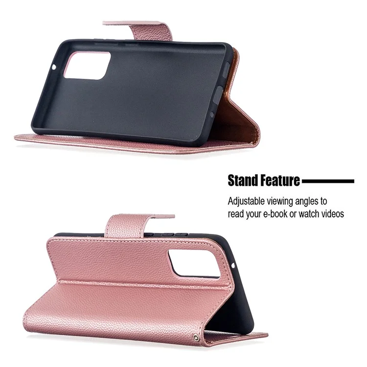 Litchi Surface with Wallet Leather Stand Case for Samsung Galaxy S20 FE 4G/FE 5G/S20 Lite/S20 FE 2022 - Rose Gold