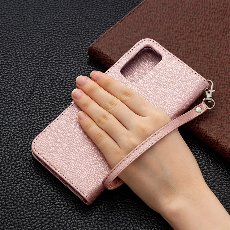 Litchi Surface with Wallet Leather Stand Case for Samsung Galaxy S20 FE 4G/FE 5G/S20 Lite/S20 FE 2022 - Rose Gold