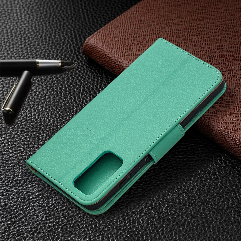 Litchi Surface with Wallet Leather Stand Case for Samsung Galaxy S20 FE 4G/FE 5G/S20 Lite/S20 FE 2022 - Green