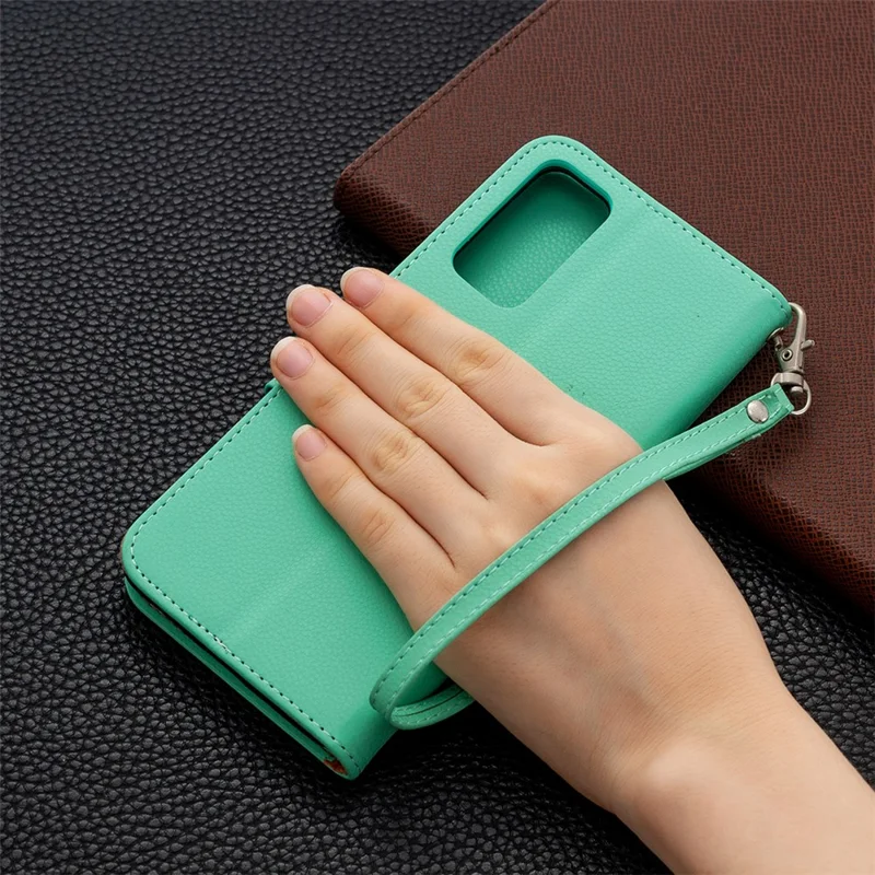Litchi Surface with Wallet Leather Stand Case for Samsung Galaxy S20 FE 4G/FE 5G/S20 Lite/S20 FE 2022 - Green