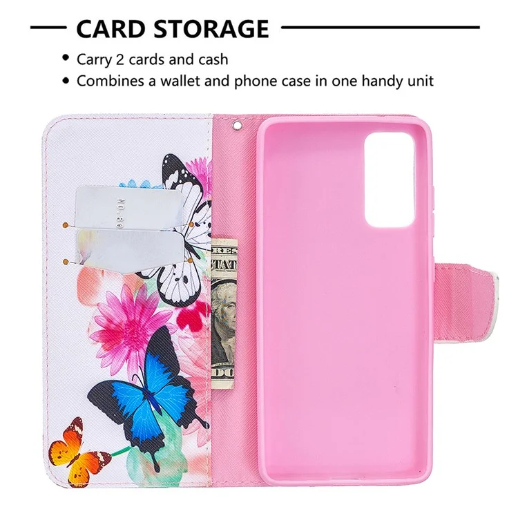 Pattern Printing Leather Wallet Protective Shell for Samsung Galaxy S20 FE 4G/FE 5G/S20 Lite/S20 FE 2022 - Butterflies