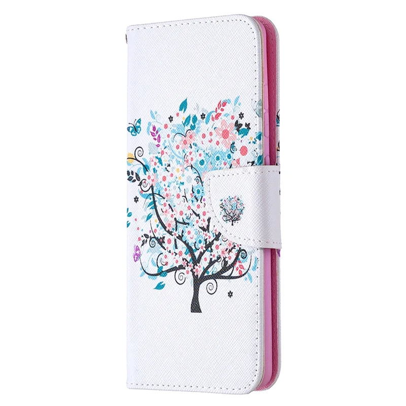 Pattern Printing Leather Wallet Protective Shell for Samsung Galaxy S20 FE 4G/FE 5G/S20 Lite/S20 FE 2022 - Flower Tree