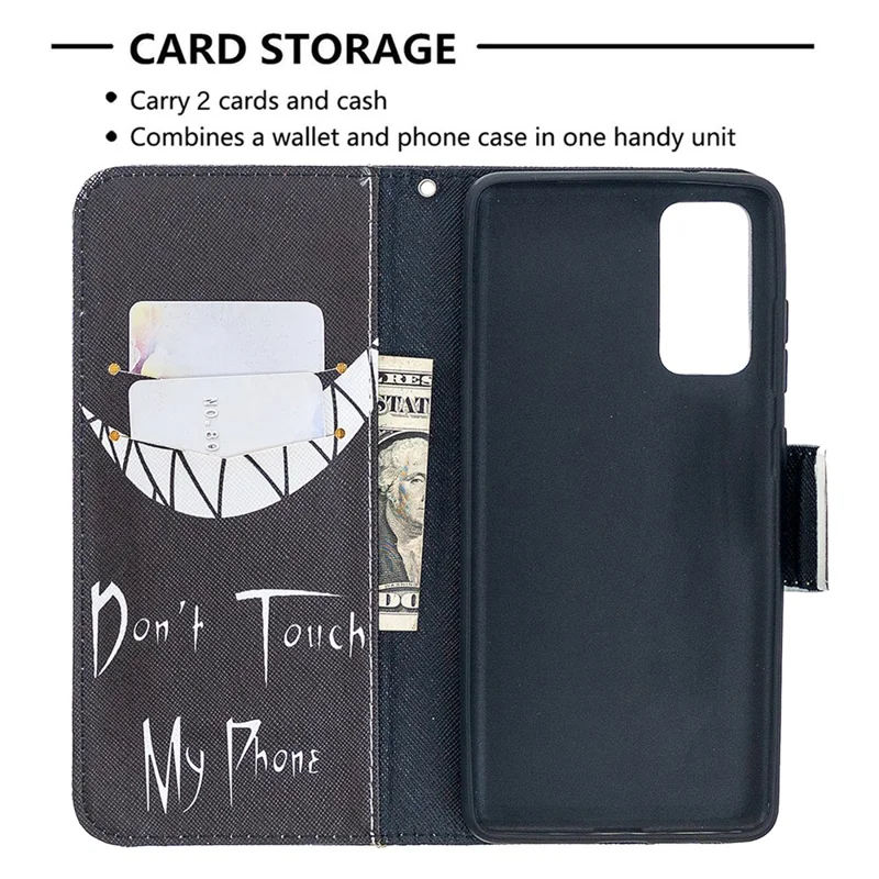 Pattern Printing Leather Wallet Protective Shell for Samsung Galaxy S20 FE 4G/FE 5G/S20 Lite/S20 FE 2022 - Don't Touch My Phone