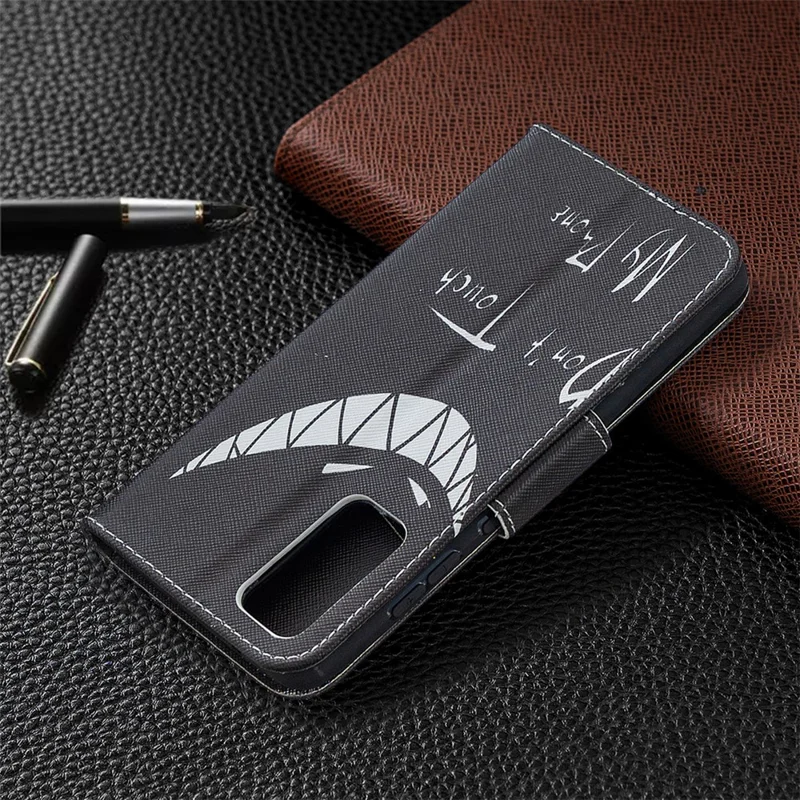 Pattern Printing Leather Wallet Protective Shell for Samsung Galaxy S20 FE 4G/FE 5G/S20 Lite/S20 FE 2022 - Don't Touch My Phone