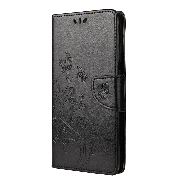 Imprint Butterflies Wallet Stand Flip Leather Phone Cover for Samsung Galaxy S20 FE 4G/FE 5G/S20 Lite/S20 FE 2022 - Black