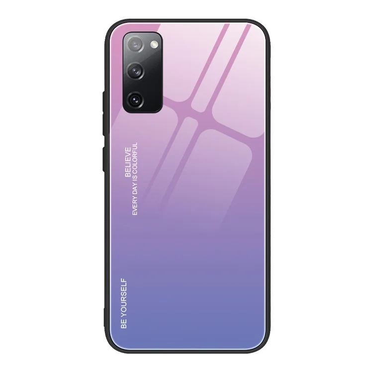 Coque hybride en verre trempé PC TPU avec dégradé de couleur pour Samsung Galaxy S20 FE 4G/FE 5G/S20 Lite/S20 FE 2022 - Rose / Bleu