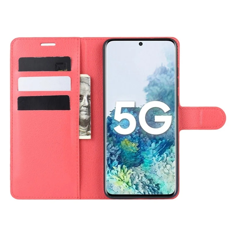 Capa de Couro Litchi Magnético para Samsung Galaxy S20 FE 4G/FE 5G/S20 Lite/S20 FE 2022 - Vermelho