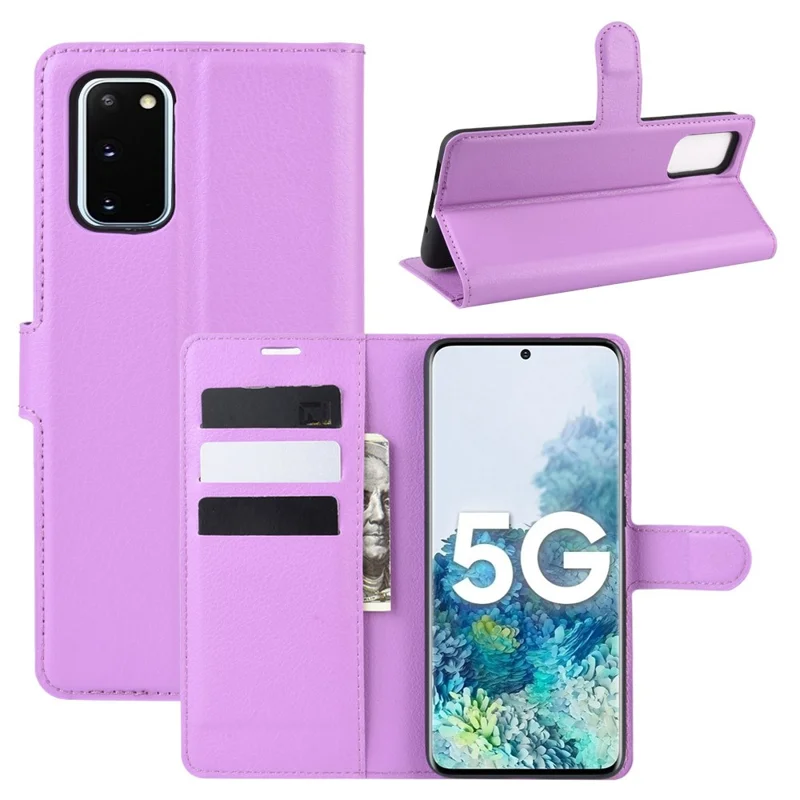 Magnetische Leder -litchi -hauthülle Für Samsung Galaxy S20 fe 4g/fe 5G/S20 Lite/S20 fe 2022 - Violett