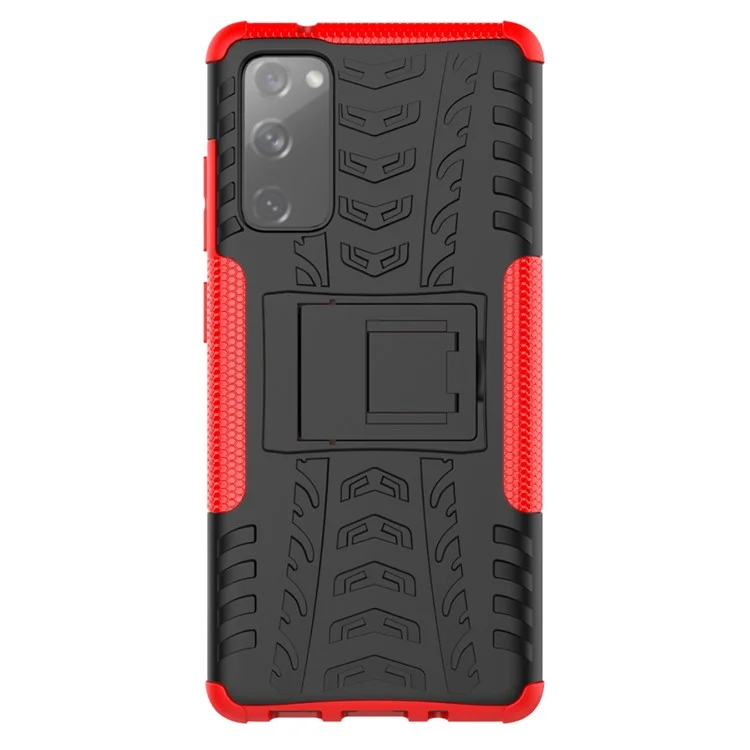 Cool Tire PC + Shell di Protezione TPU Con Cavalletto Per Samsung Galaxy S20 fe 5G/S20 Fan Edition 5G - Rosso