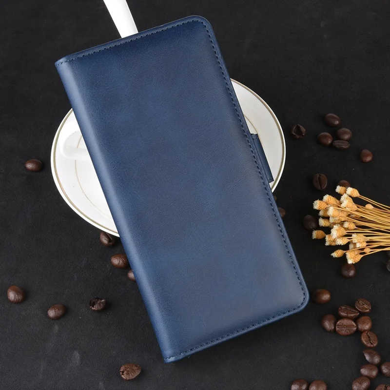 Double Clasp Flip Leather Shell for Samsung Galaxy S20 FE 4G / FE 5G / S20 Lite / S20 FE 2022 with Wallet Stand Design - Blue