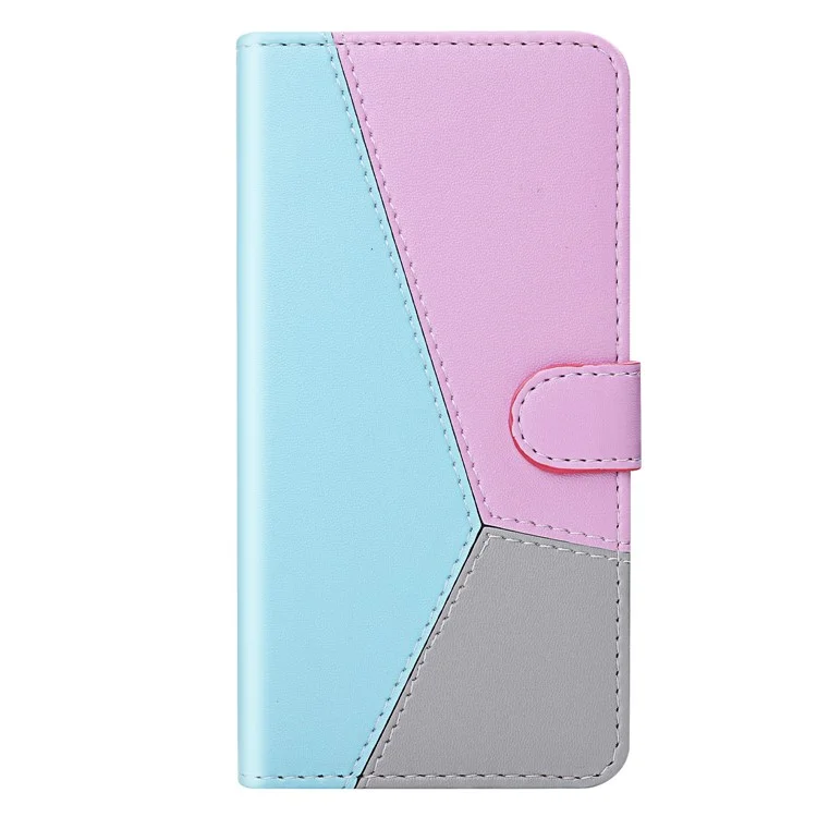 Tricolor PU Leather With Stand Case For Samsung Galaxy S20 fe 4g/fe 5G/S20 Lite/S20 fe 2022 - Azul/púrpura/gris