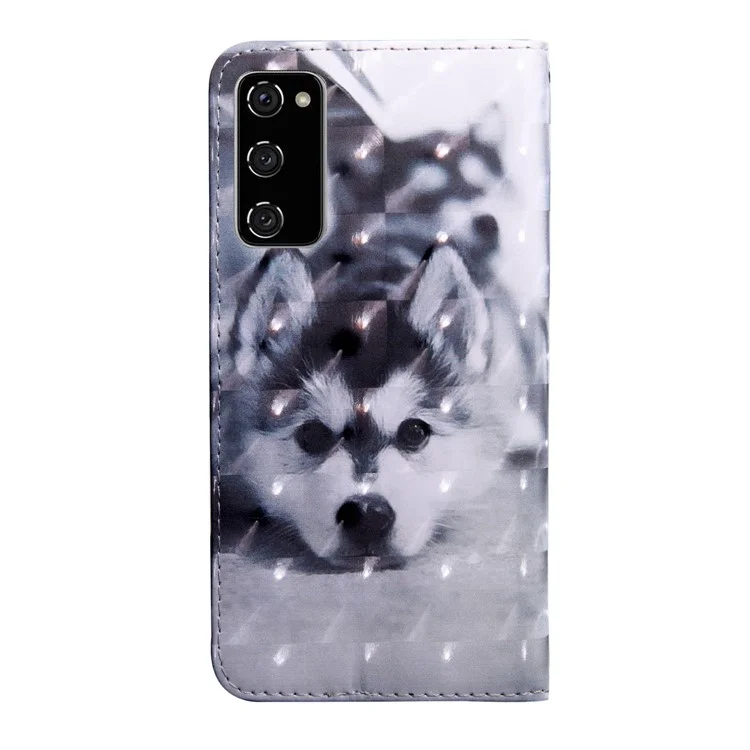 Light Spot Decor Pattern Printing Wallet Stand Leather Cover Case per Samsung Galaxy S20 FE 4G/FE 5G/S20 Lite/S20 FE 2022 - Wolf