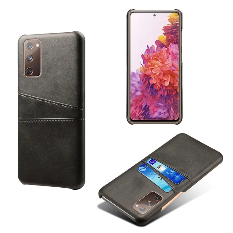 KSQ for Samsung Galaxy S20 FE 4G/FE 5G/S20 Lite/S20 FE 2022 PU Leather + Plastic Shell with Card Holder Slots - Black