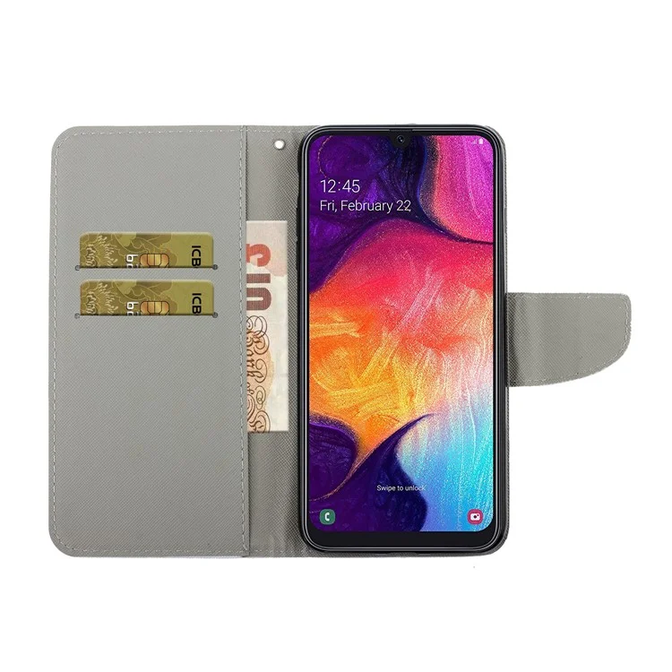 Impresión de Patrones de Billetera de Cuero Con Una Stand Con Correa Práctica Para Samsung Galaxy A41 (versión Global) - Lobo