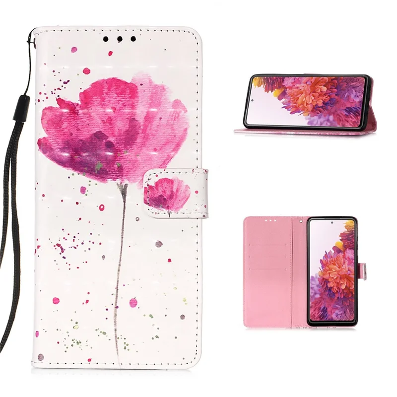 Pattern Printing Wallet Stand Leather Phone Casing with Strap for Samsung Galaxy S20 FE 4G / FE 5G / S20 Lite / S20 FE 2022 - Flower