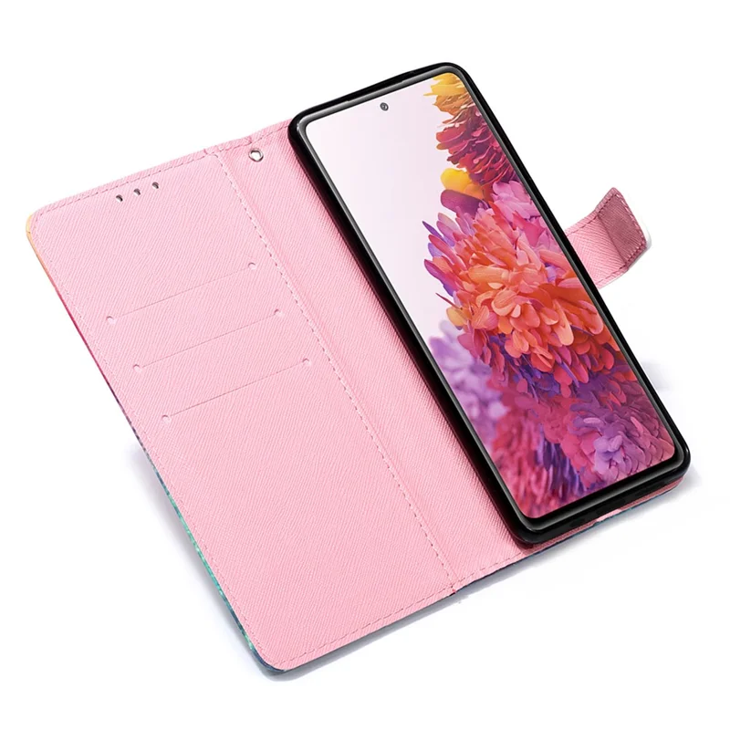 Pattern Printing Wallet Stand Leather Phone Casing with Strap for Samsung Galaxy S20 FE 4G / FE 5G / S20 Lite / S20 FE 2022 - Flower