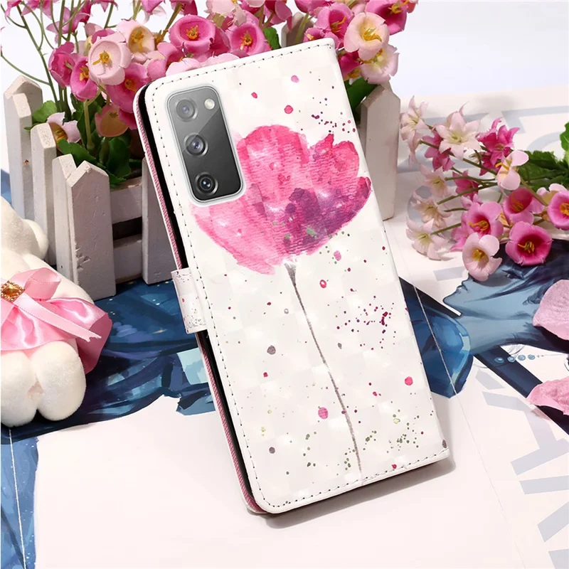 Pattern Printing Wallet Stand Leather Phone Casing with Strap for Samsung Galaxy S20 FE 4G / FE 5G / S20 Lite / S20 FE 2022 - Flower