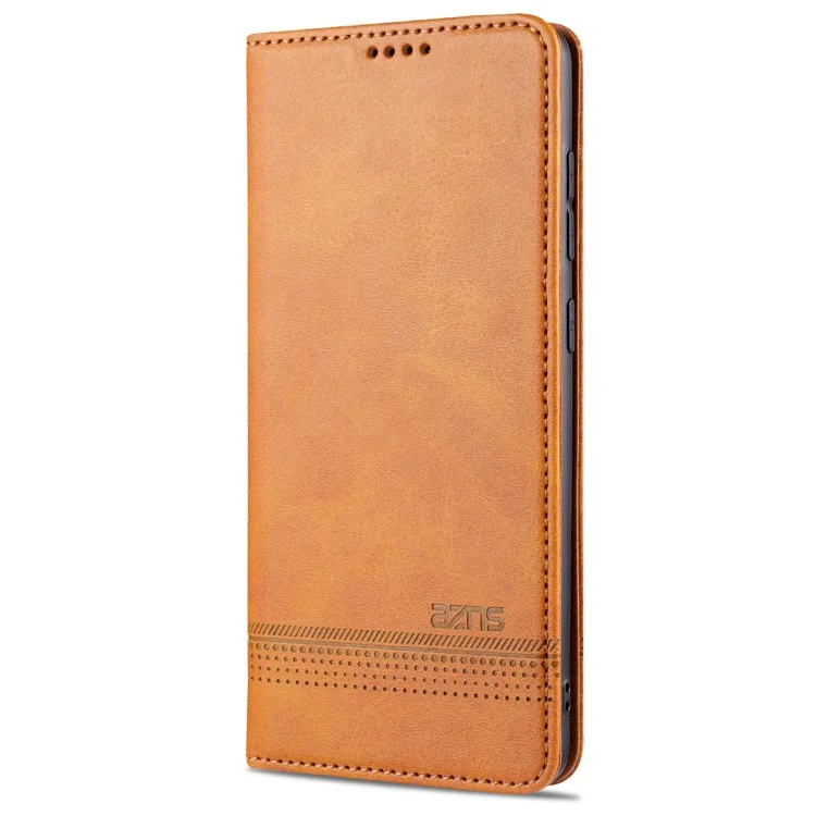 AZNS Auto-absorbed Leather Wallet Case for Samsung Galaxy S20 FE 4G/FE 5G/S20 Lite/S20 FE 2022 - Brown