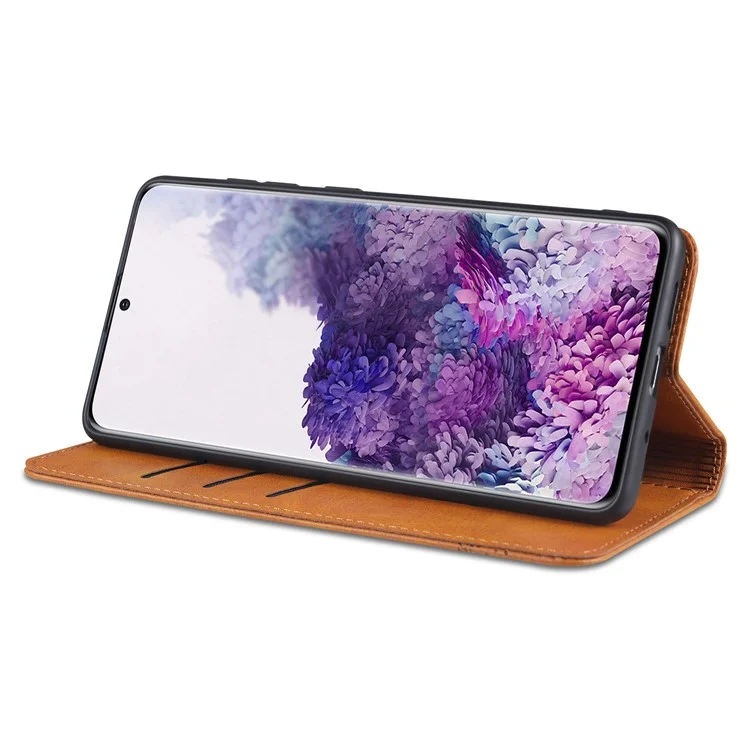 AZNS Caso da Carteira de Couro Auto-absorbed para Samsung Galaxy S20 FE 4G/FE 5G/S20 Lite/S20 FE 2022 - Marrom