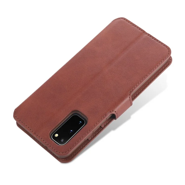 AZNS Wallet Leather Stand Case for Samsung Galaxy S20 FE 4G/FE 5G/S20 Lite/S20 FE 2022 - Brown