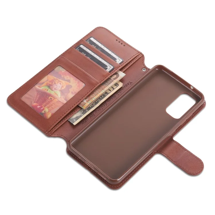 AZNS Wallet Leather Stand Case for Samsung Galaxy S20 FE 4G/FE 5G/S20 Lite/S20 FE 2022 - Brown