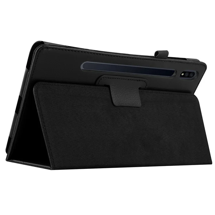 Case de Support en Cuir Litchi Skin Pour Samsung Galaxy Tab S7 T870 - le Noir