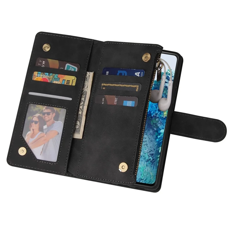 For Samsung Galaxy S20 FE/S20 Fan Edition/S20 FE 5G/S20 Fan Edition 5G/S20 Lite/S20 FE 2022 Cell Phone Cover Multiple Card Slots PU Leather Wallet Phone Covering Case - Black