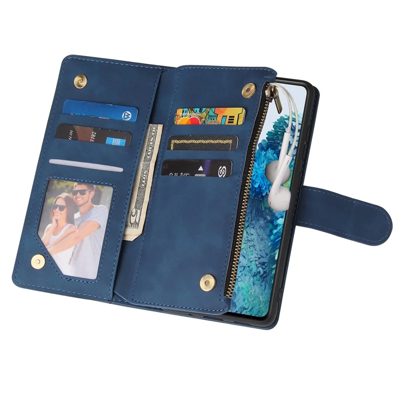 For Samsung Galaxy S20 FE/S20 Fan Edition/S20 FE 5G/S20 Fan Edition 5G/S20 Lite/S20 FE 2022 Cell Phone Cover Multiple Card Slots PU Leather Wallet Phone Covering Case - Blue