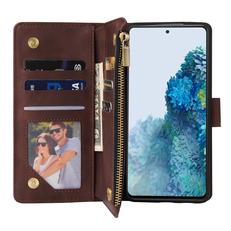 For Samsung Galaxy S20 FE/S20 Fan Edition/S20 FE 5G/S20 Fan Edition 5G/S20 Lite/S20 FE 2022 Cell Phone Cover Multiple Card Slots PU Leather Wallet Phone Covering Case - Coffee