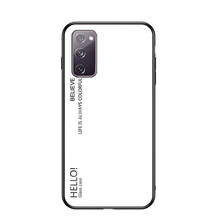 Gradiente de color Vidrio templado + PC + Carcasa de combinación TPU para Samsung Galaxy S20 FE 5G / Fan Edition 5G / S20 FE / Fan Edition / S20 Lite / S20 FE 2022 - Blanco