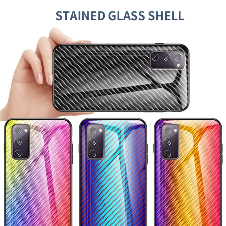 Kohlefaser Textur Temperiertes Glas + PC + TPU Hybrid -hülle Für Samsung Galaxy S20 fe 5G/Fan Edition 5G/S20 Fe/fan Edition/S20 Lite/S20 fe 2022 - Schwarz