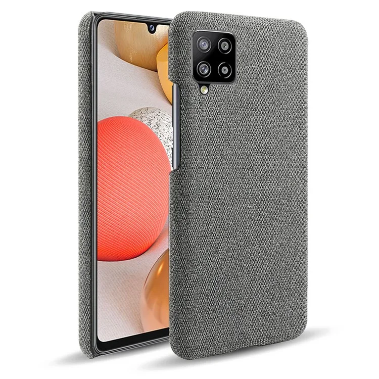 Тканевая текстура Пластиковый жесткий чехол для телефона для Samsung Galaxy A42 5G - темно-серый