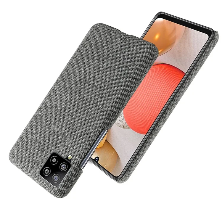 Cloth Texture Plastic Hard Phone Cover for Samsung Galaxy A42 5G - Dark Grey