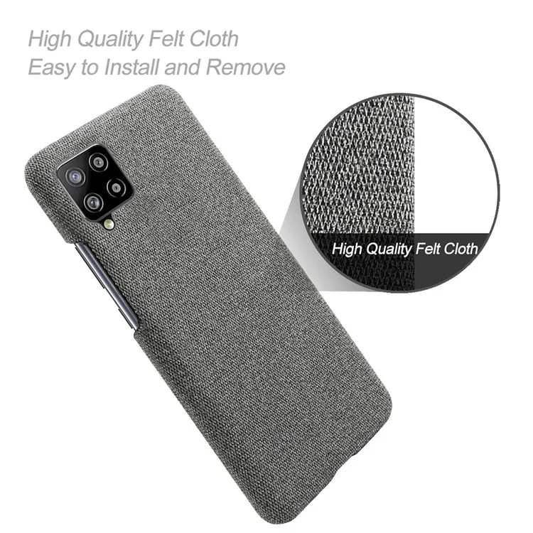 Cloth Texture Plastic Hard Phone Cover for Samsung Galaxy A42 5G - Dark Grey