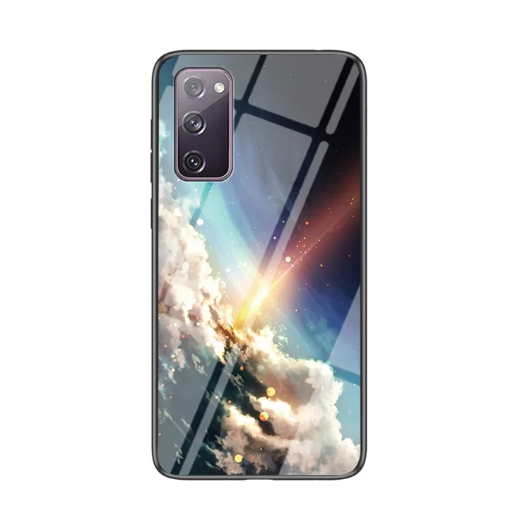 Starry Sky Pattern Glass Tempered Glass + PC + TPU Combo Case Para Samsung Galaxy S20 fe 5G/Fan Edition 5G/S20 Fe/fan Edition/S20 Lite/S20 fe 2022 - Meteorito