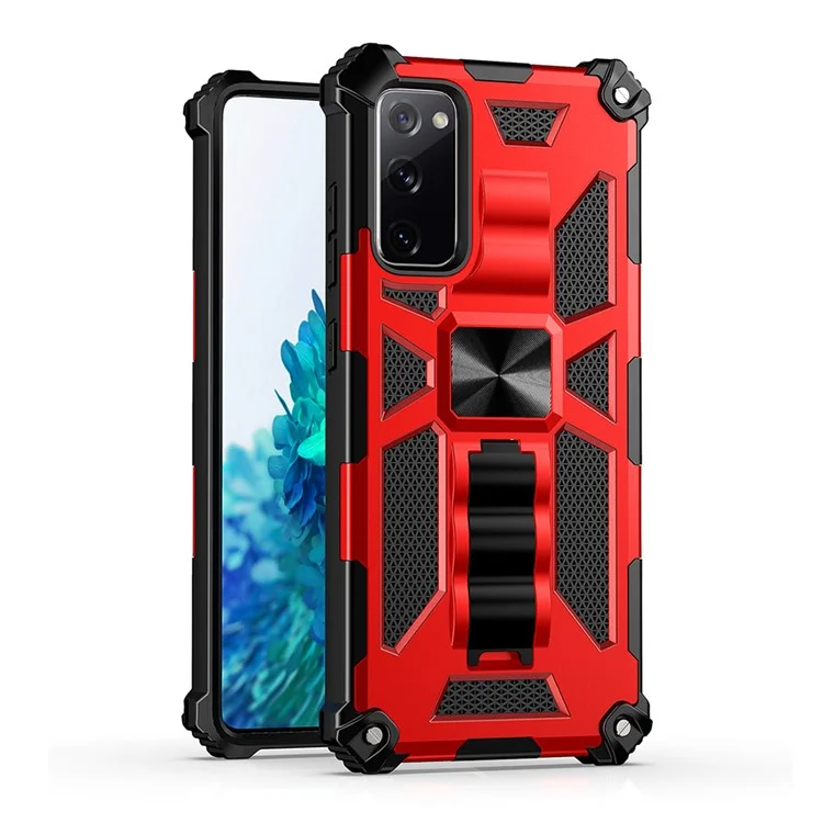 PC à L'épreuve du Choc + TPU + Shell de Protection Par Téléphone en Métal Pour Samsung Galaxy S20 FE / S20 Édition de Ventilateur / S20 FE 5g / S20 Édition du Ventilateur 5g / S20 Lite / S20 fe 2022 - Rouge