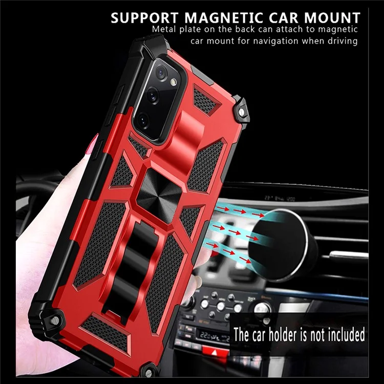 Schockproofes PC + TPU + Metal Phone Protective Shell Für Samsung Galaxy S20 Fe/s20 Fan Edition/S20 fe 5G/S20 Fan Edition 5G/S20 Lite/S20 fe 2022 - Rot