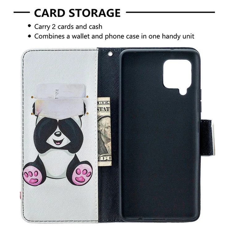 Pattern Printing Wallet Stand Flip Leather Phone Shell for Samsung Galaxy A42 5G - Baby Panda